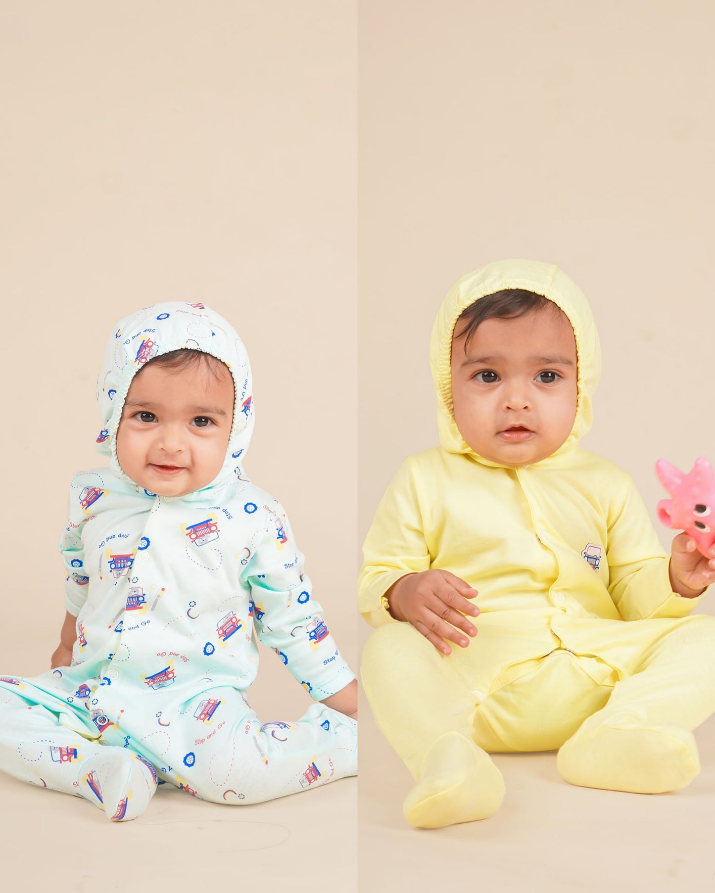 Hooded sleep suit (pack of 2)