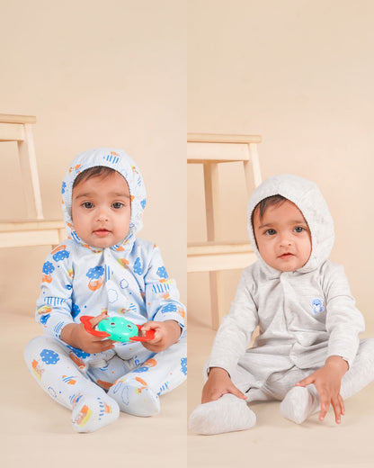 Hooded sleep suit (pack of 2)